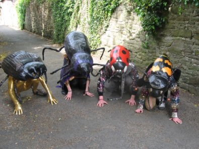 4 beetles posing